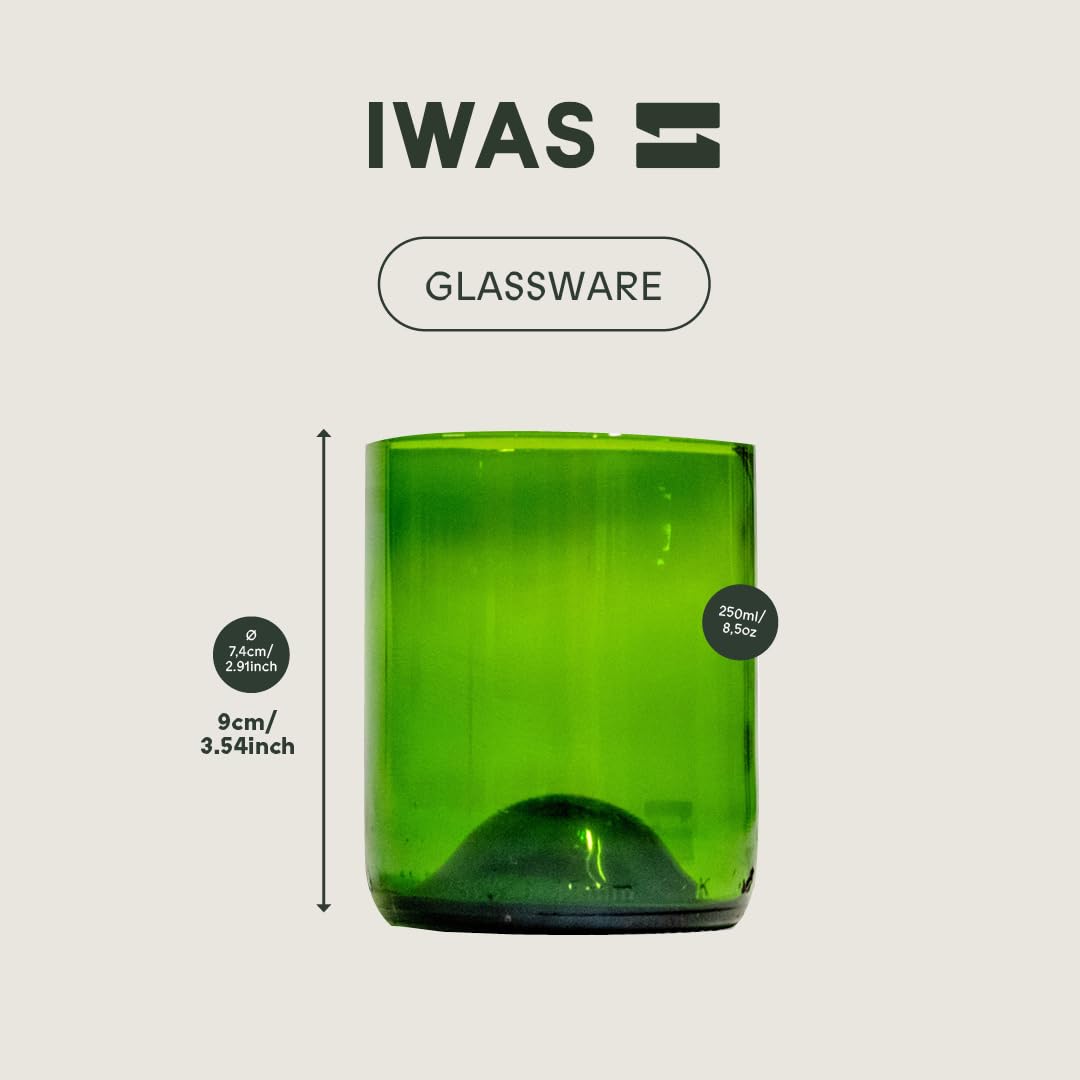 Groene (set van 6) drinkglazen | 250 ml | 8,45 ons