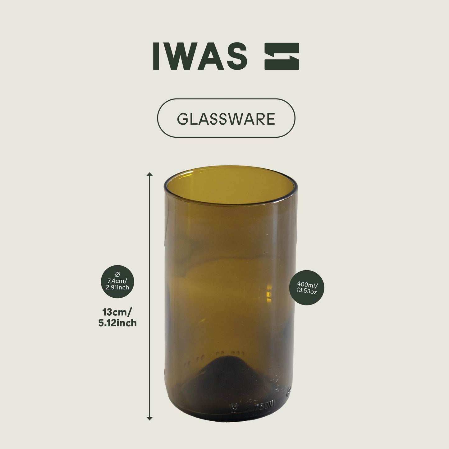 Olive (Set of 6) Drinking Glasses | 400 ML | 13.53 OZ