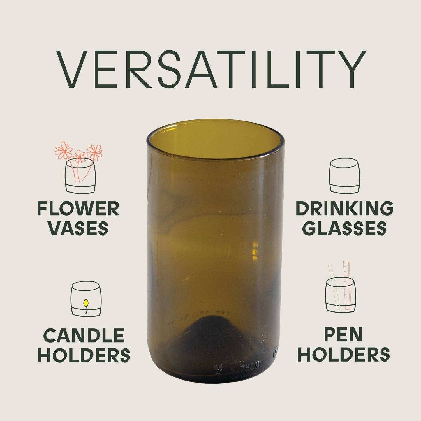 Olive (Set of 6) Drinking Glasses | 400 ML | 13.53 OZ