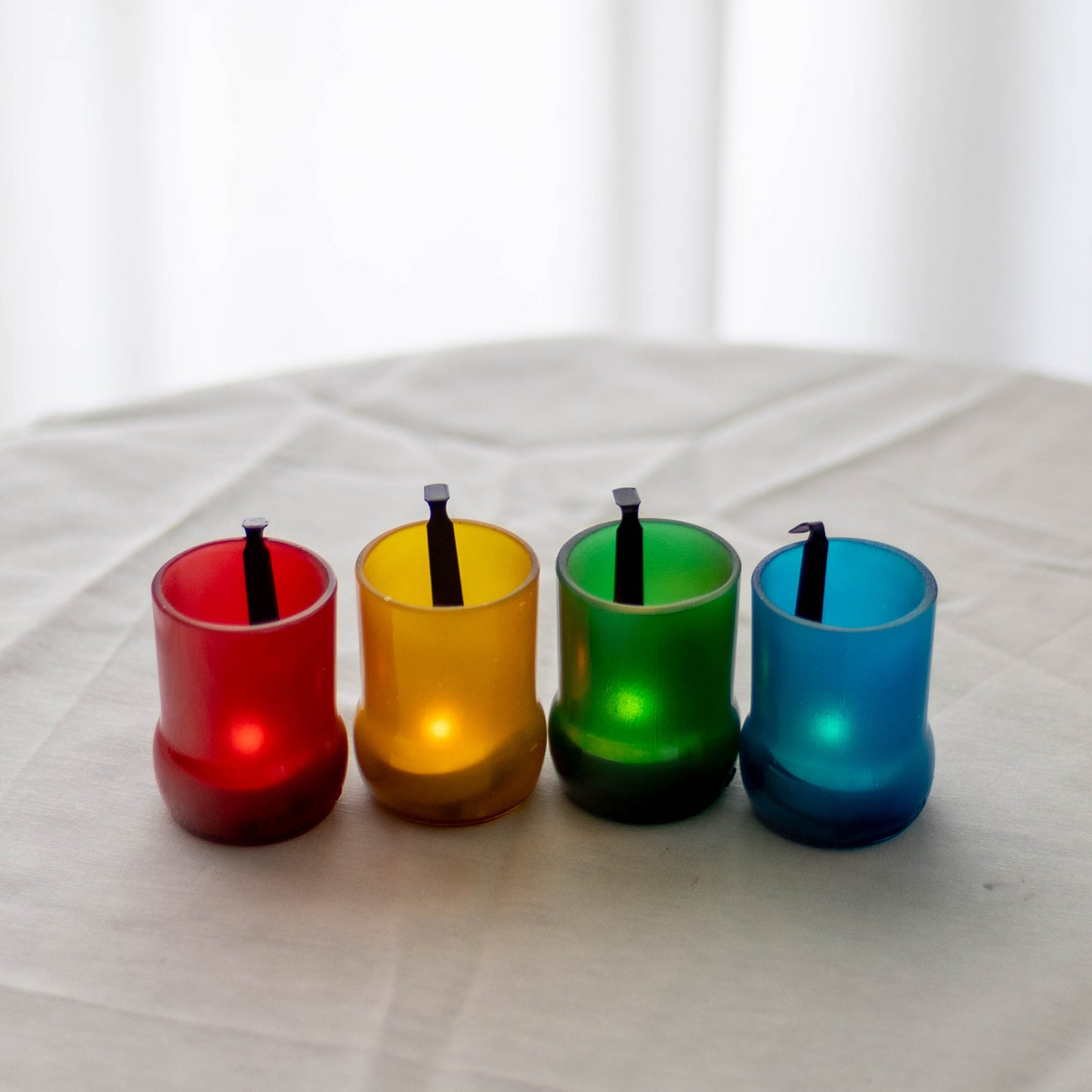 UPcycled "Colored" Frosted Tealight Holder - Set Of 4 - Sustainable Candle Holder