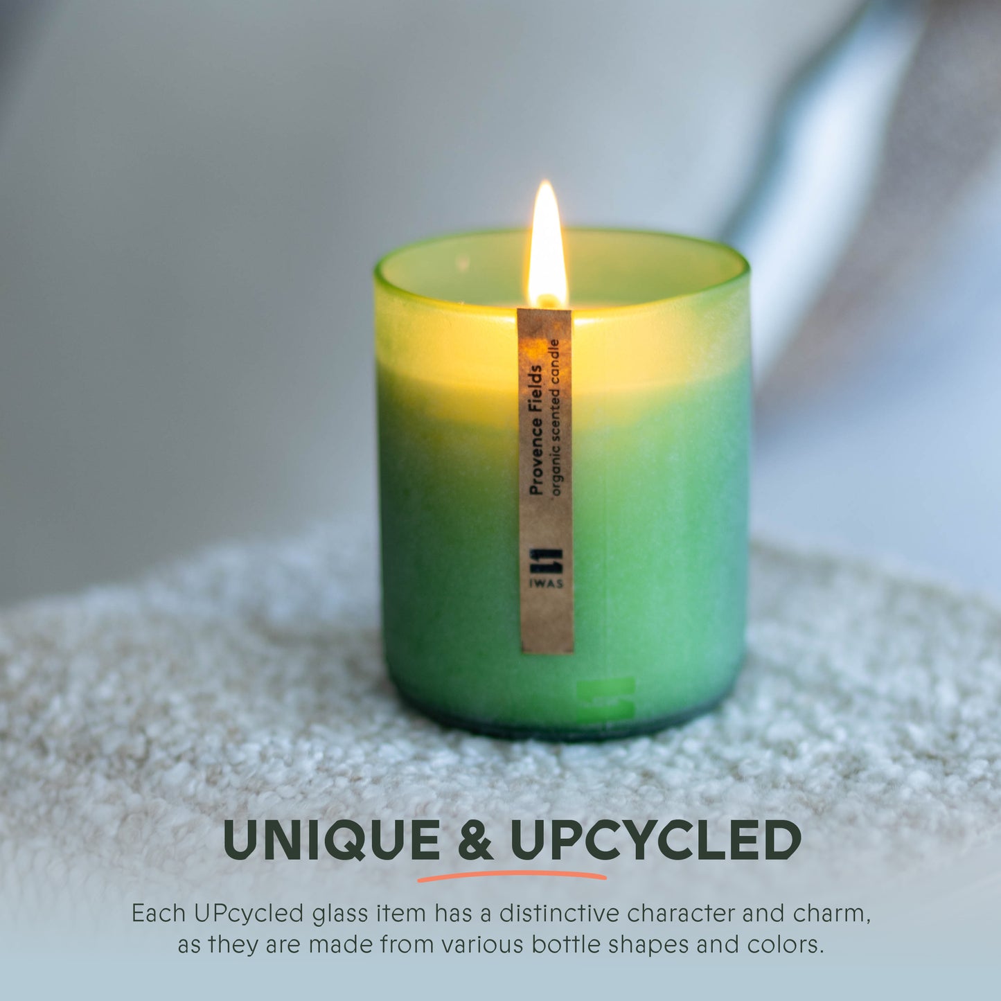 Organic Scented Candle "Provence Fields" - 100% UPcycled Glass Container - 18/20 Hours Burning Time