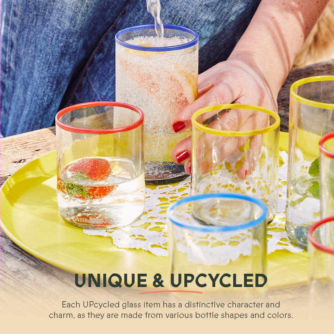 UPcycled Korte "Sofie Dumont" Drinkglazen - Set van 6 - 250ml - Duurzame waterglazen