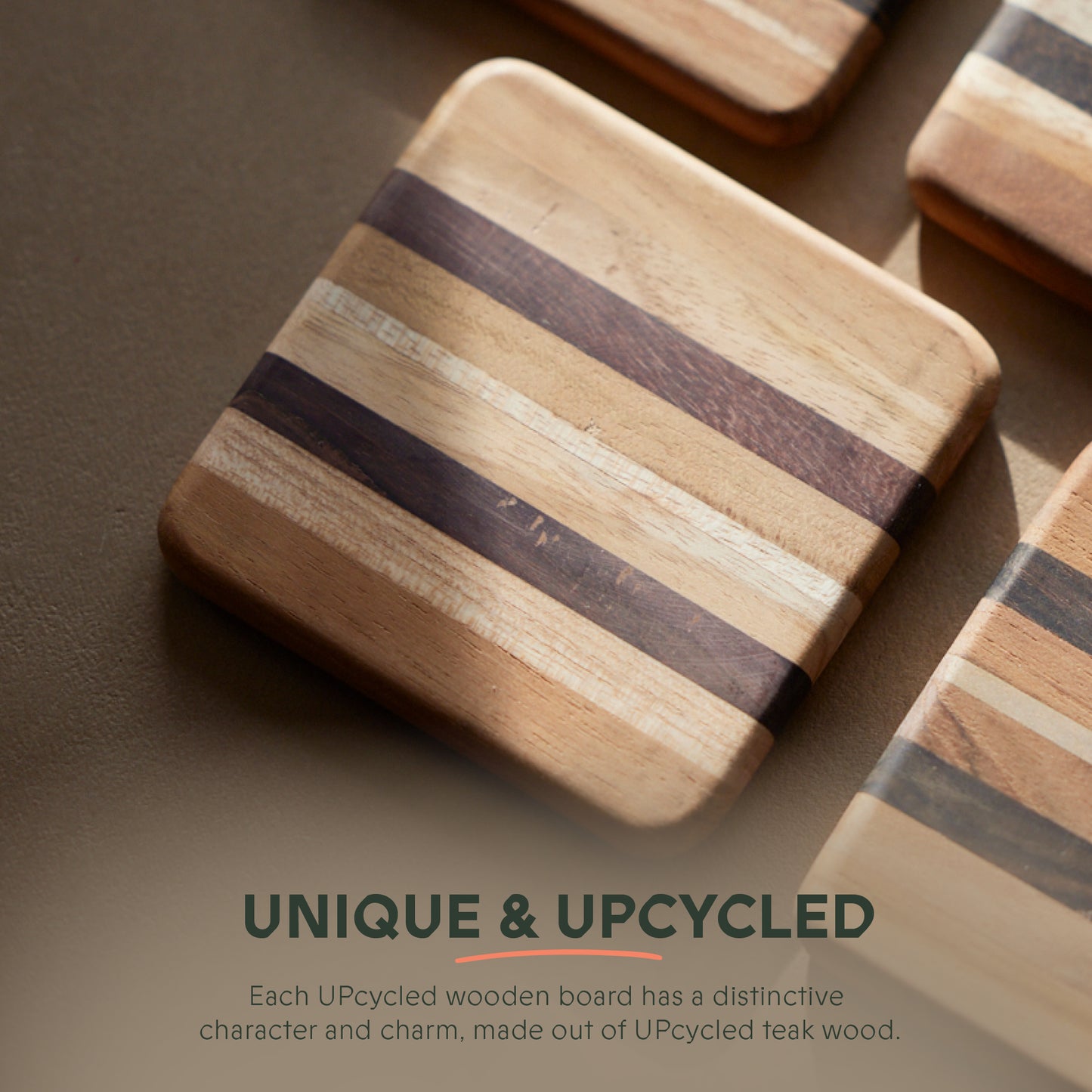UPcycled Wooden Coasters - Set of 2 - Sustainable and Eco-Friendly Kitchenware