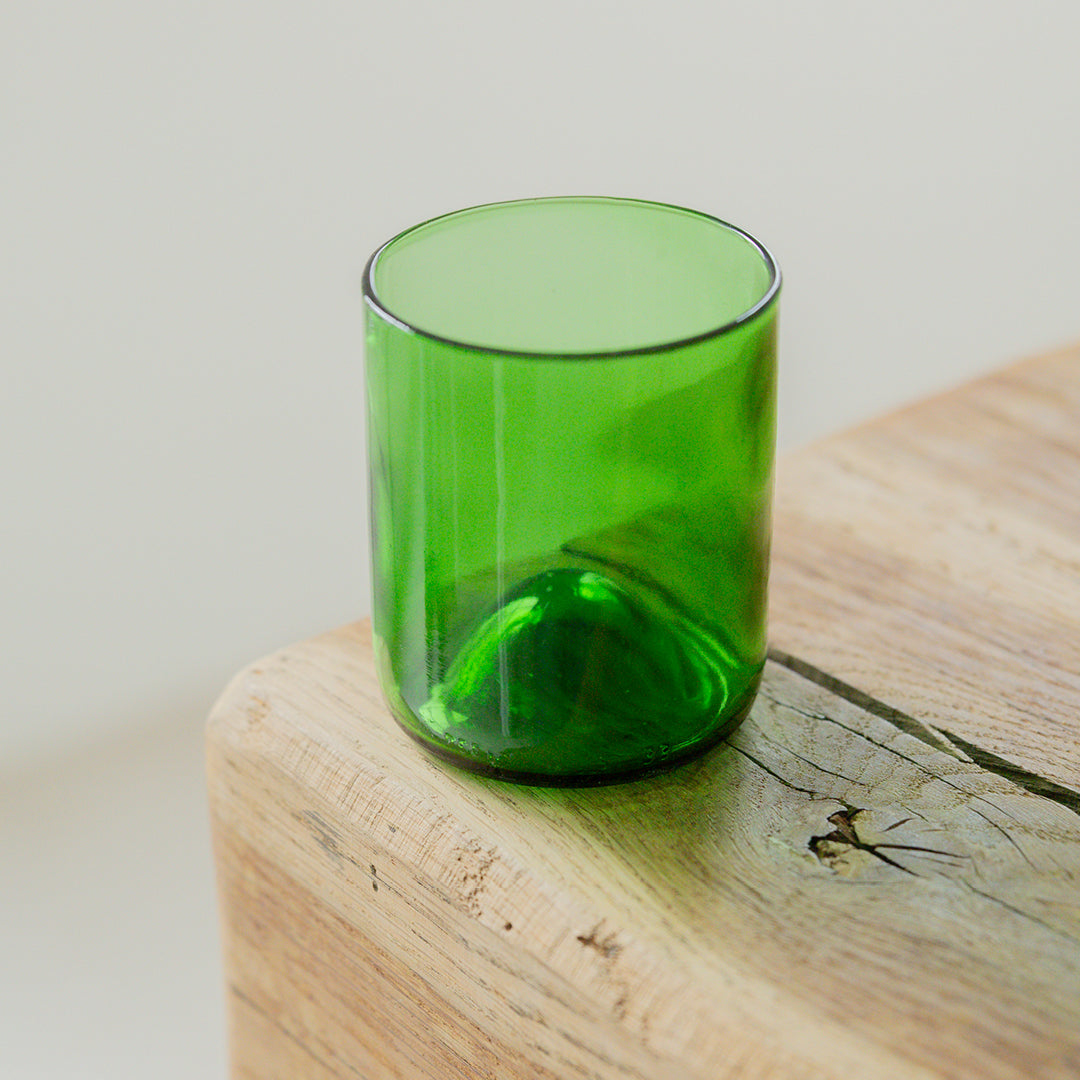 UPcycled Korte "Groen" Drinkglazen - Set van 6 - 250ml - Duurzame waterglazen