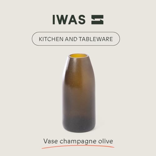 Vase olive fabriqué à partir de bouteilles de Champagne | Finition mate | Décor à la maison durable et recyclé