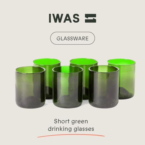 IWAS Upcycled Green Drinking Glasses | Set of 6 | Pre-Order