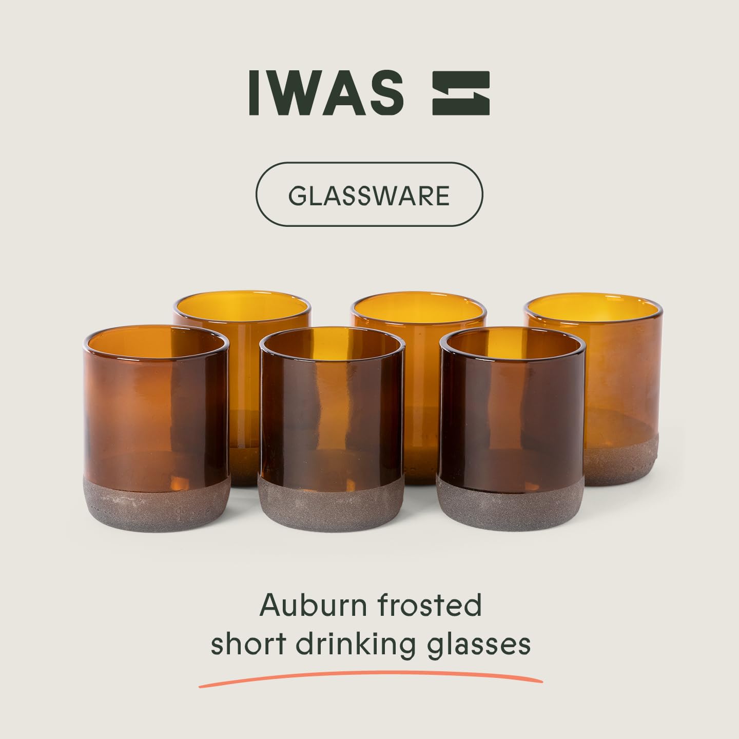 IWAS Upcycled Auburn Drinking Glasses | Set of 6 | Pre-Order