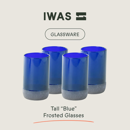 Hoge blauwe (set van 4) drinkglazen | 350 ml | 12 ons