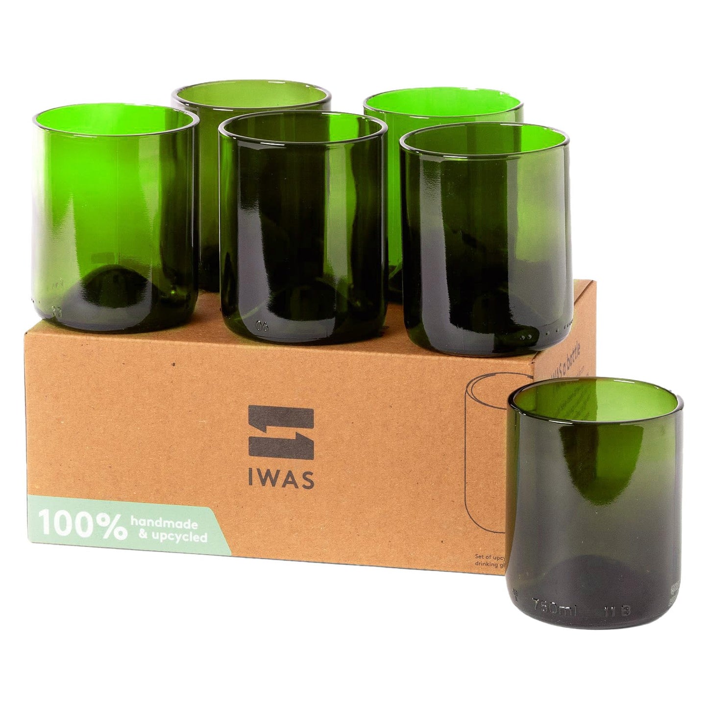 Verres à boire verts (lot de 6) | 250 ML | 8,45 onces