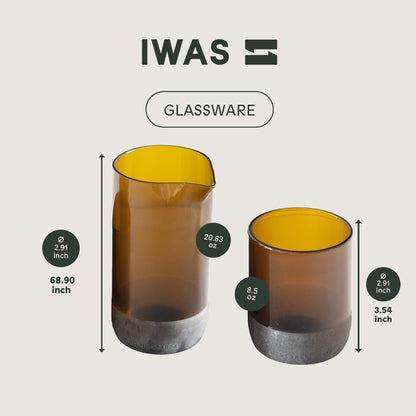 Carafe à eau et lot de 2 verres recyclés Auburn 250 ML | 8,45 onces