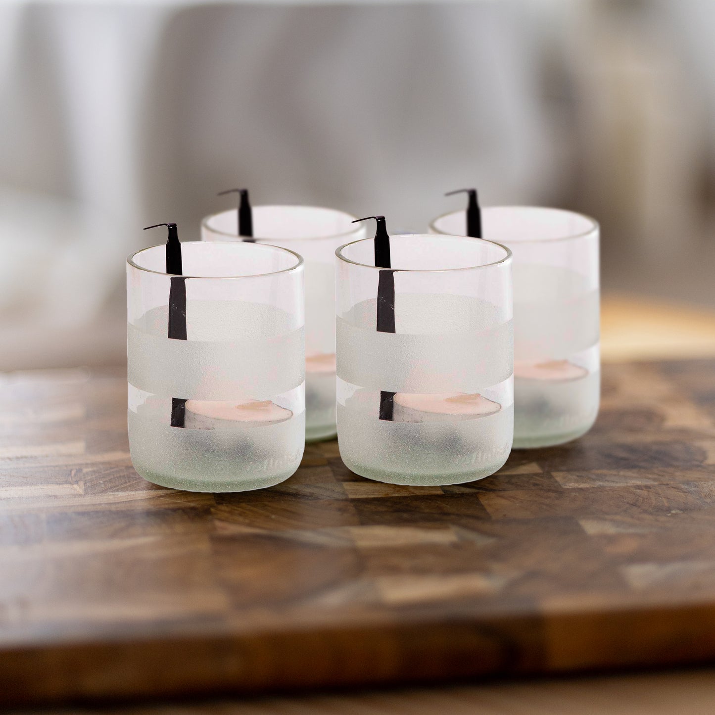 UPcycled "Clear" Tealight Holders - Set Of 4 - Sustainable Candle Holder