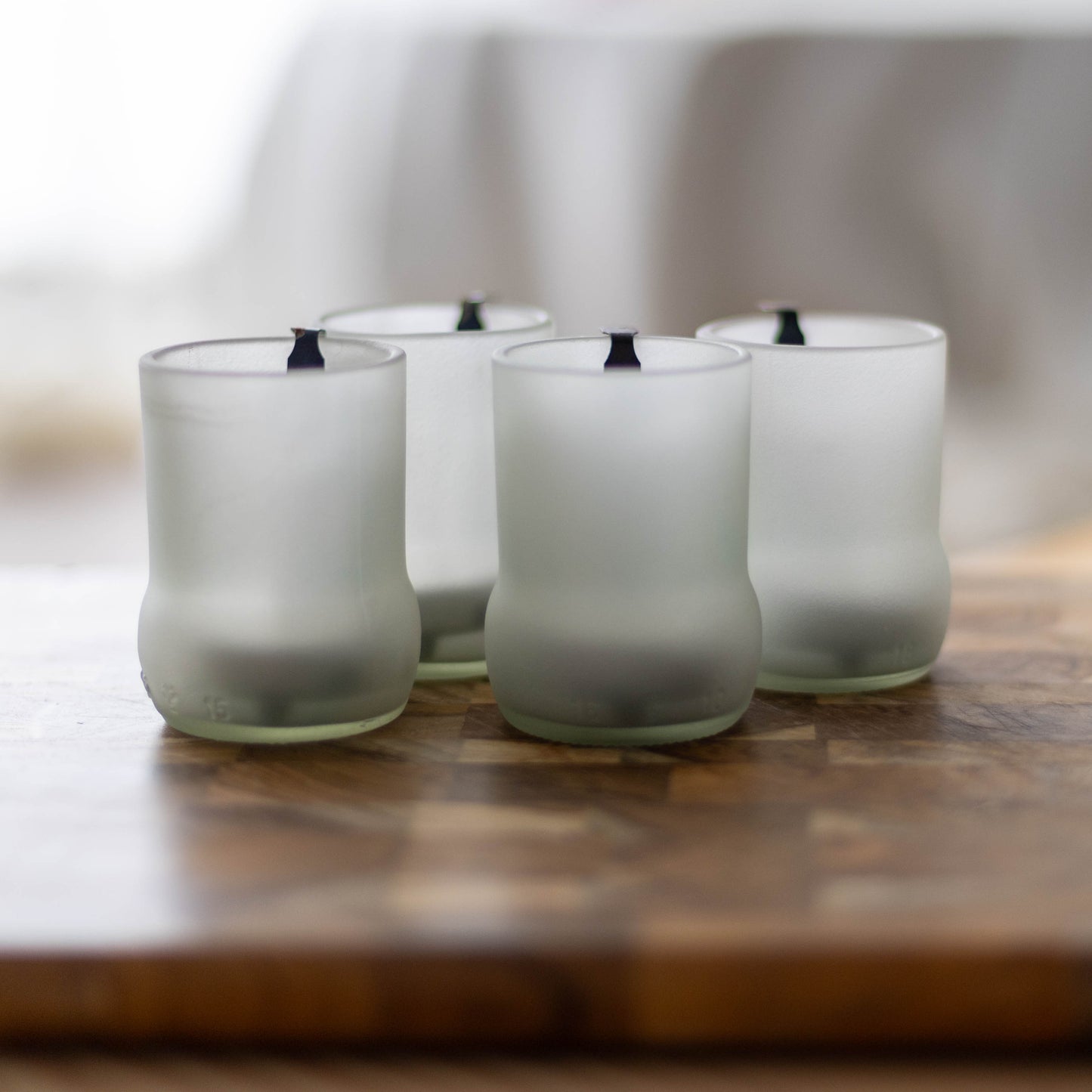 UPcycled "Clear" Frosted Tealight Holders - Set Of 4 - Sustainable Candle Holder