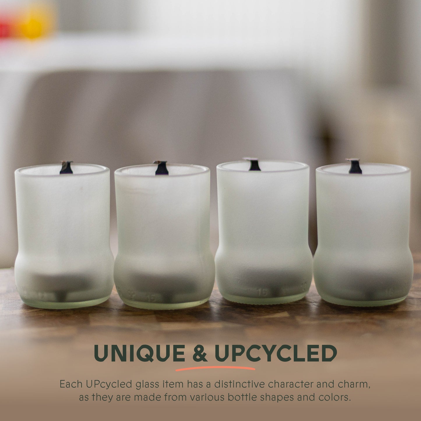 UPcycled "Clear" Frosted Tealight Holders - Set Of 4 - Sustainable Candle Holder