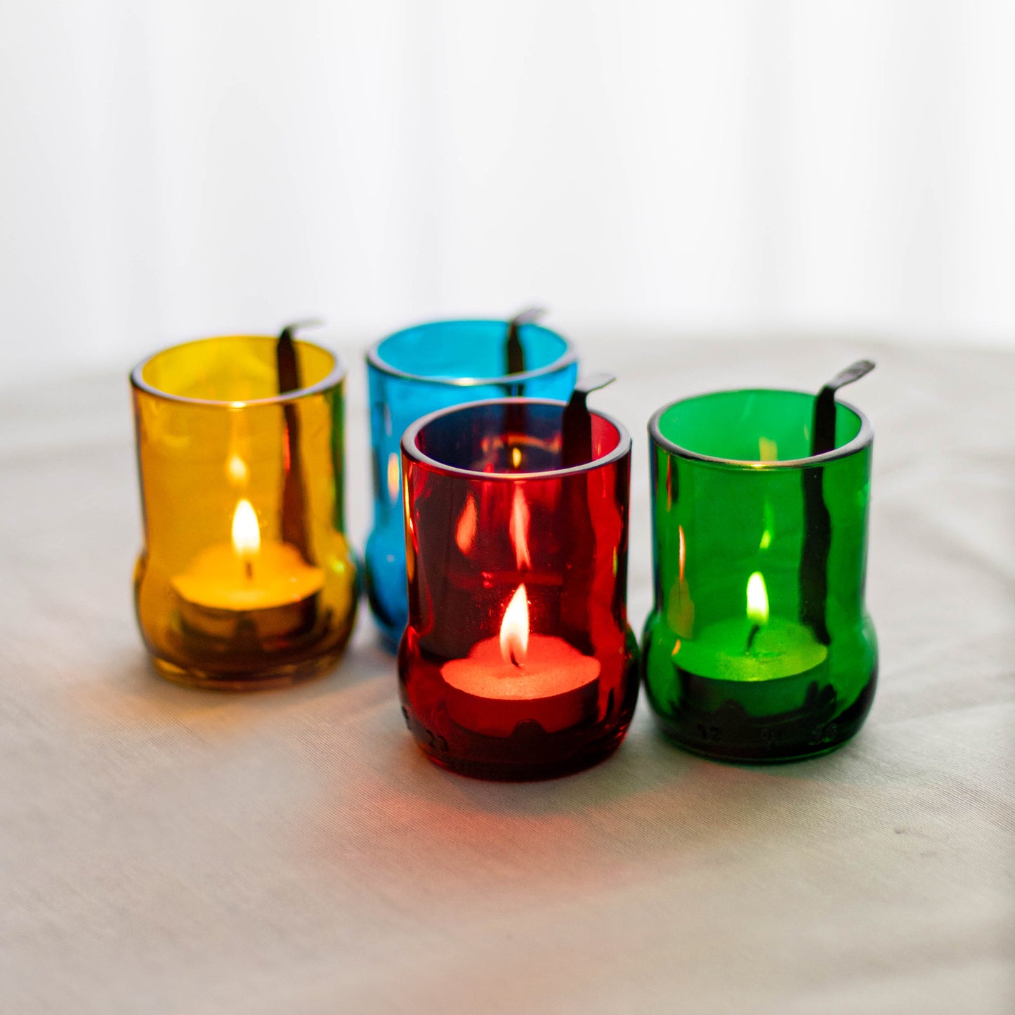 UPcycled "Colored" Tealight Holders - Set Of 4 - Sustainable Candle Holder