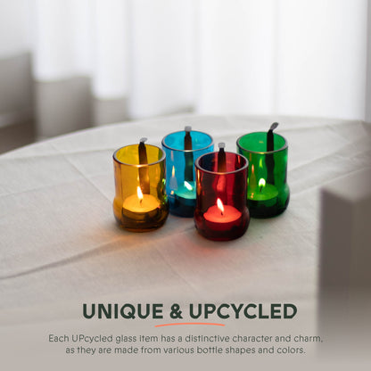 Supports de bougies chauffe-plat « colorés » UPcyclés - Ensemble de 4 - Bougeoir durable