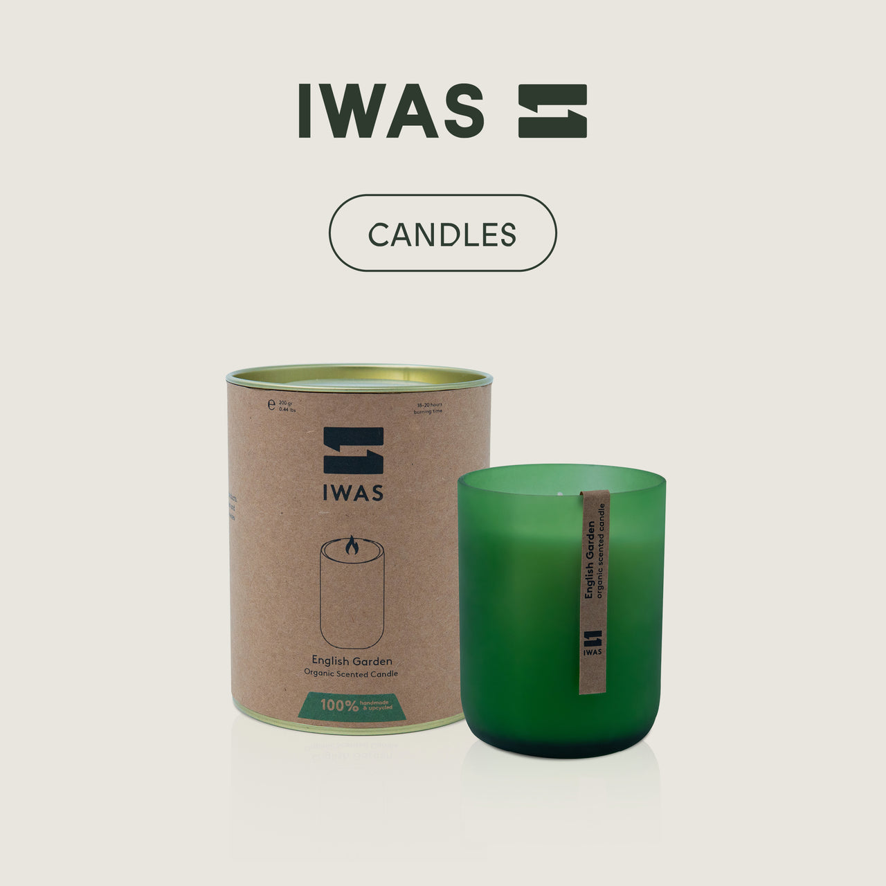 Bougie parfumée biologique « Jardin Anglais » - Récipient en verre 100% UPcyclé - Temps de combustion 18/20 heures