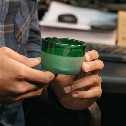 UPcycled "Green" Frosted Multifunctional Bowls - Set of 3 - Sustainable Glass Bowls