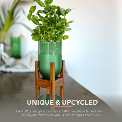 UPcycled Plantenhouder Pilo "Hoog" Groen - Duurzaam Glas