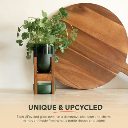 Jardinière UPcycled Pilo « Low » Vert - Verre durable