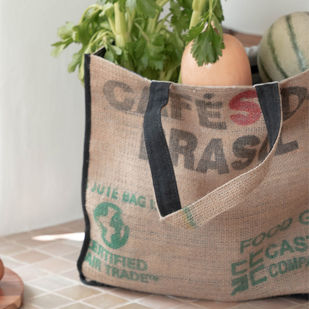 UPcycled Coffee Shopping Bag - Handmade - Sustainable & Eco-Friendly Accessory