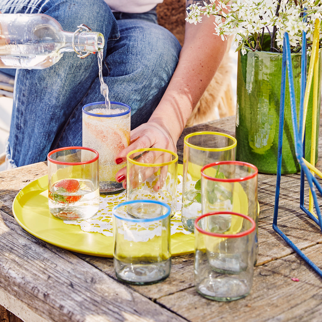 UPcycled Short "Sofie Dumont" Drinking Glasses - Set of 6 - 250 ML - Sustainable Water Glasses