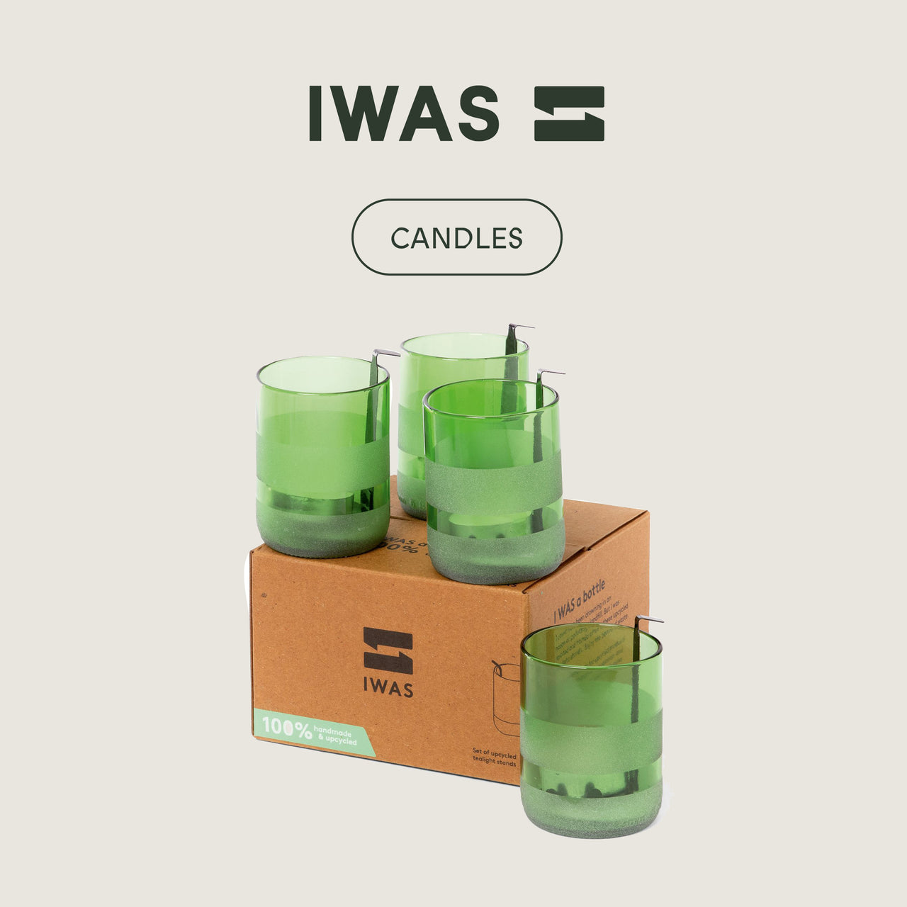 Supports de bougies chauffe-plat « verts » UPcyclés - Ensemble de 4 - Bougeoir durable