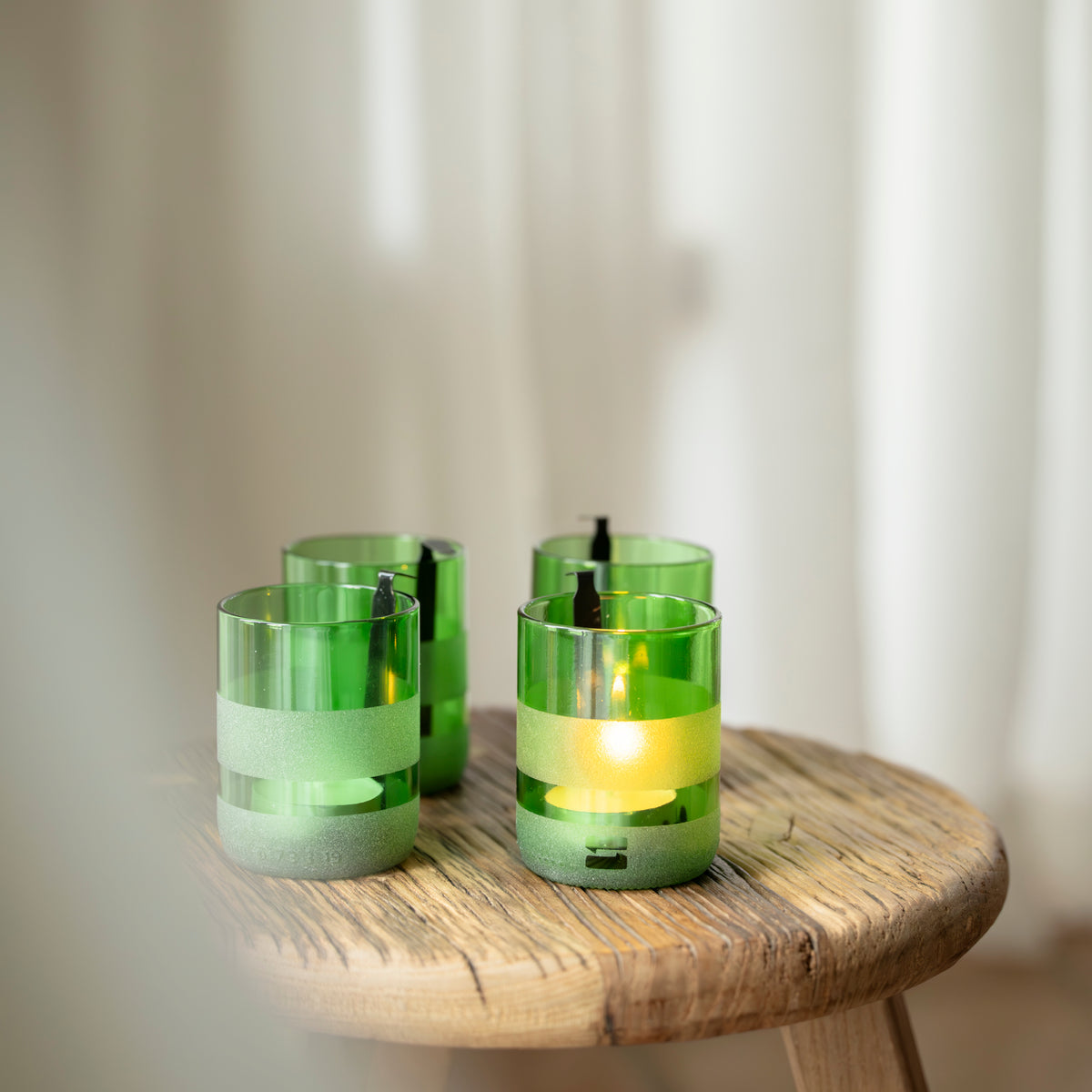 Supports de bougies chauffe-plat « verts » UPcyclés - Ensemble de 4 - Bougeoir durable