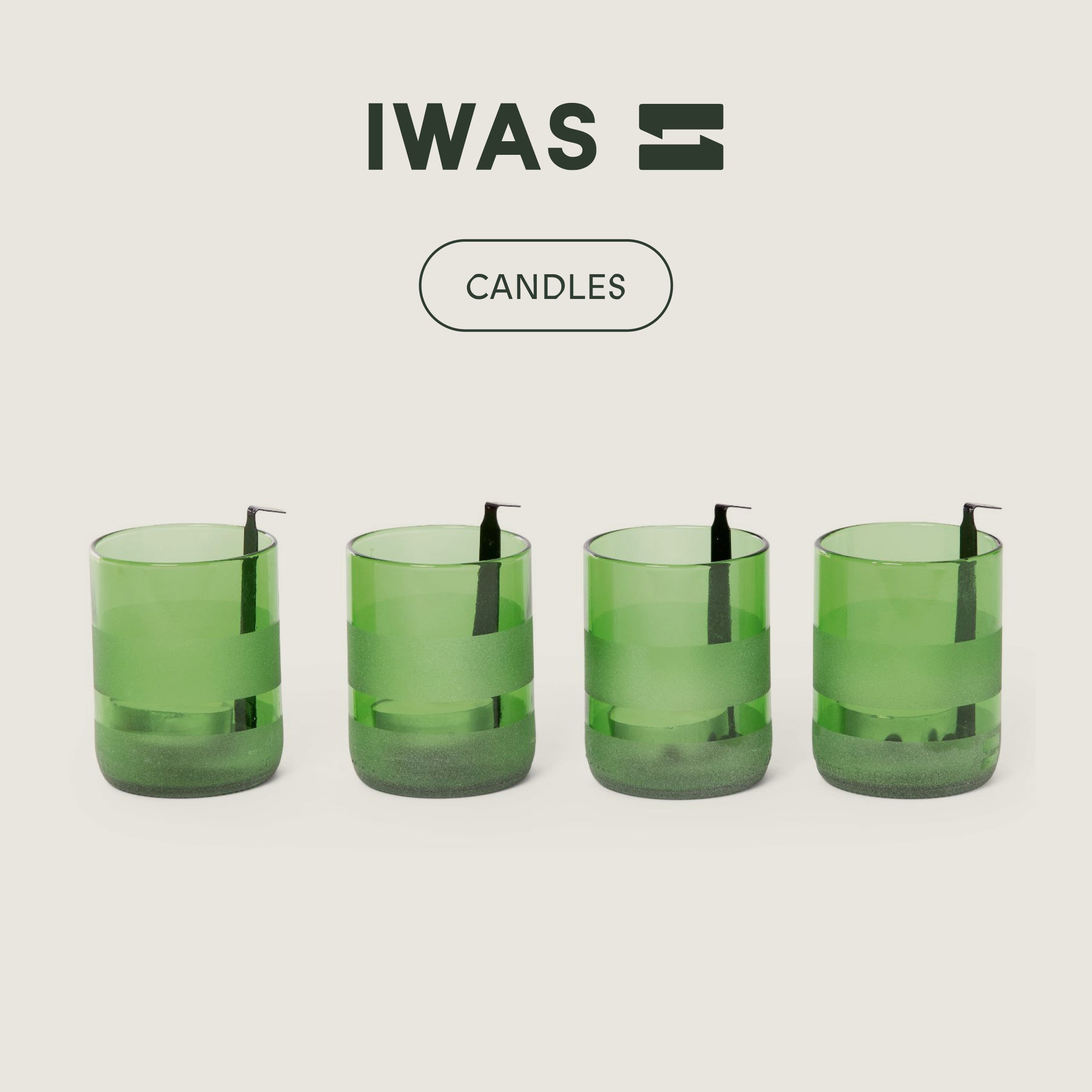 Supports de bougies chauffe-plat « verts » UPcyclés - Ensemble de 4 - Bougeoir durable