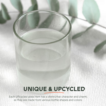 UPcycled Short "Clear" Frosted Drinking Glasses - Set of 6 - 250 ML - Sustainable Water Glasses