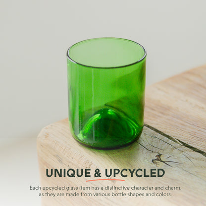 Verres à boire courts « verts » UPcyclés - Ensemble de 6 - 250 ML - Verres à eau durables