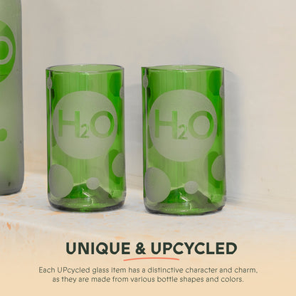 UPcycled Tall "H2O" Drinking Glasses - Set of 6 - 350 ML - Sustainable Water Glasses