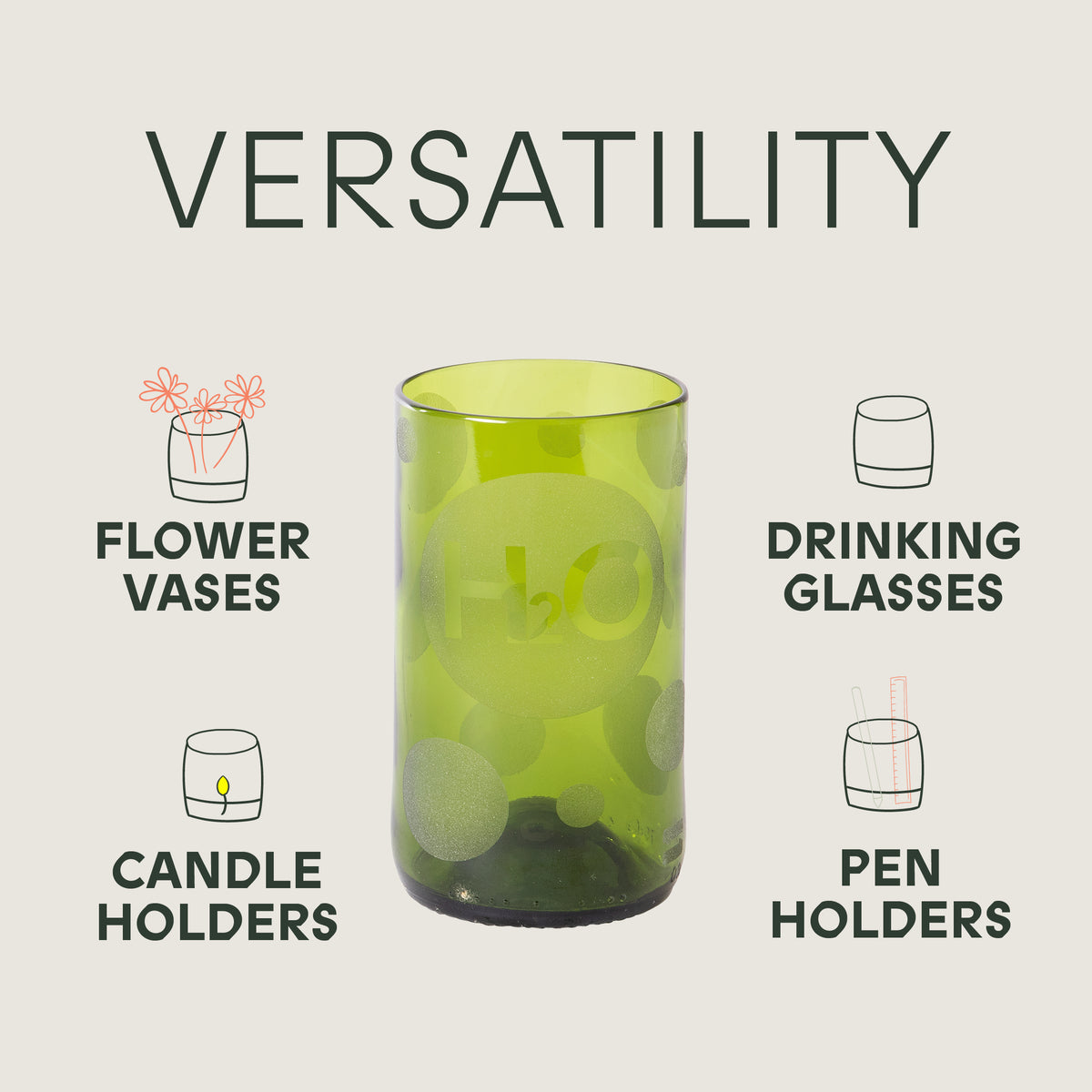 Tall H2O Drinking Glasses — Set of 6